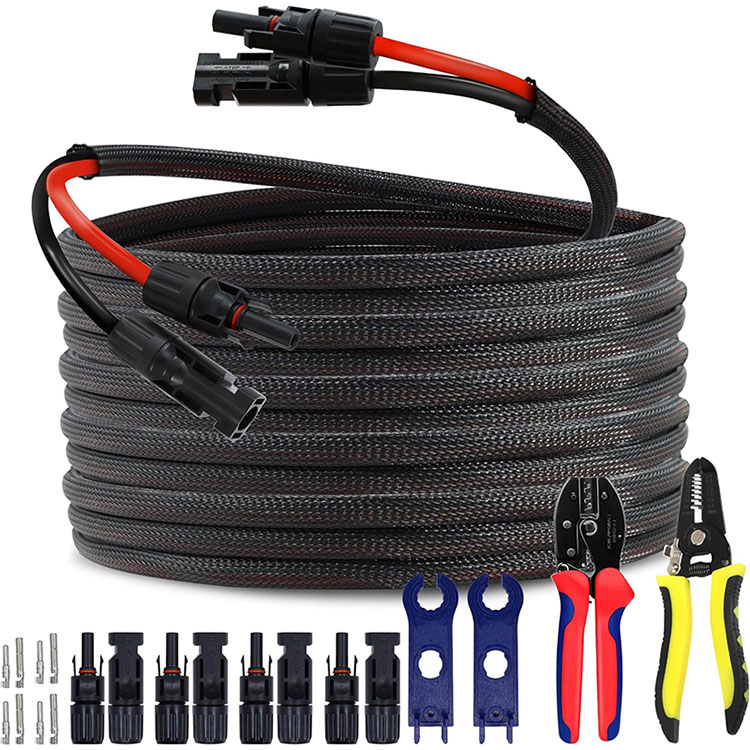 Komèsyal twati PV etalaj 10AWG koneksyon fil 50FT