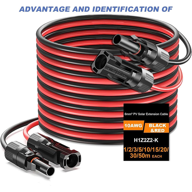 Antèman dirèk 10AWG Solè ekstansyon kab 50Ft