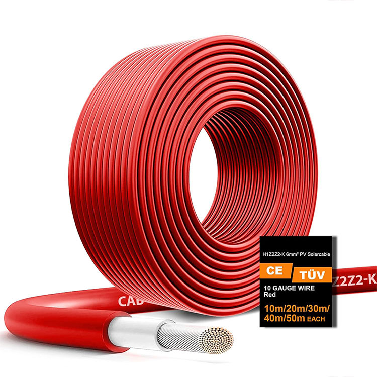 Ba kondiktè rezistans 10AWG fotovoltaik fil 65FT
